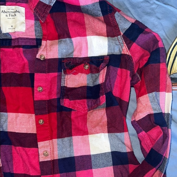 Abercrombie & Fitch Pink and Blue Button Down Shirt - Picture 3 of 4